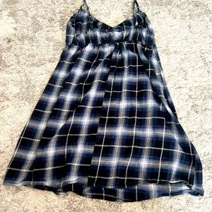 blue and while plaid mini dress wild fable